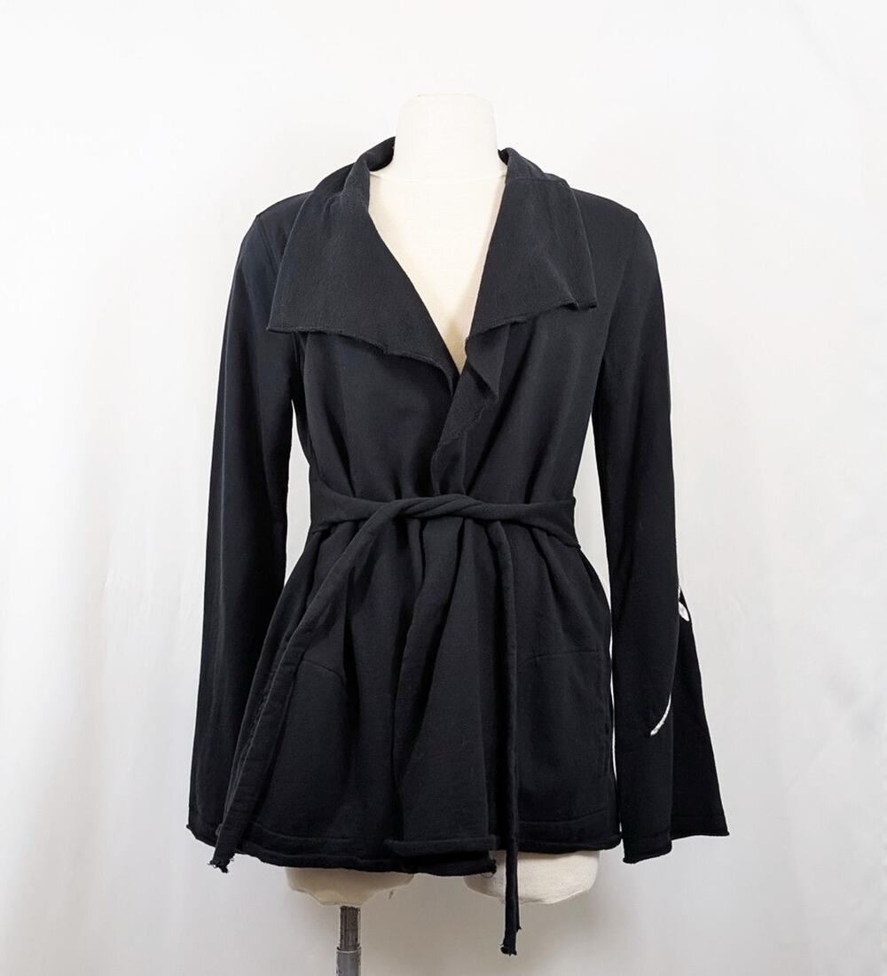 Lucky Brand Y2K Jacket Black Jingo Kimono Embroidered Wrap Women's Size XL